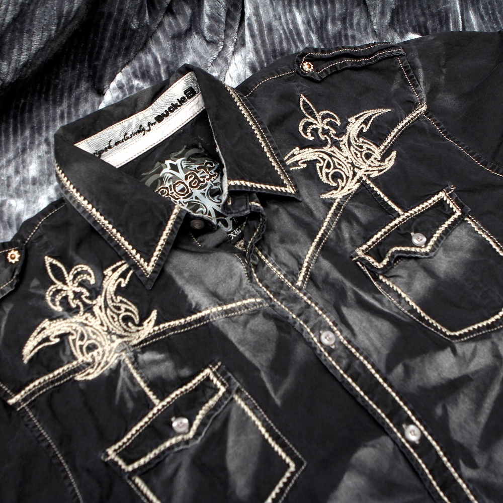 ROAR . Embroidered long sleeve button down shirt